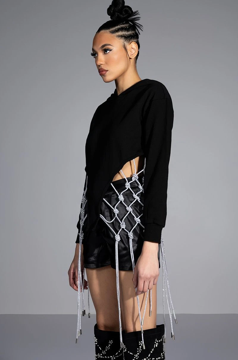 DAY N NIGHT RHINESTONE FRINGE HOODIE - Image 2