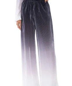 DAY TO NIGHT PLEATED SATIN WIDE LEG PANTS IN BLACK WHITE