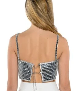 DISCO BALL MIRROR BRALETTE -AKIRA pant-shop disco ball mirror bralette silver 10 10