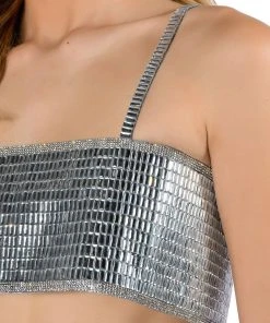DISCO BALL MIRROR BRALETTE -AKIRA pant-shop disco ball mirror bralette silver 11 11