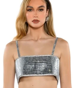 DISCO BALL MIRROR BRALETTE -AKIRA pant-shop disco ball mirror bralette silver 5 5