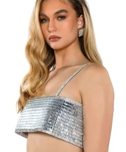 DISCO BALL MIRROR BRALETTE -AKIRA pant-shop disco ball mirror bralette silver 6 6