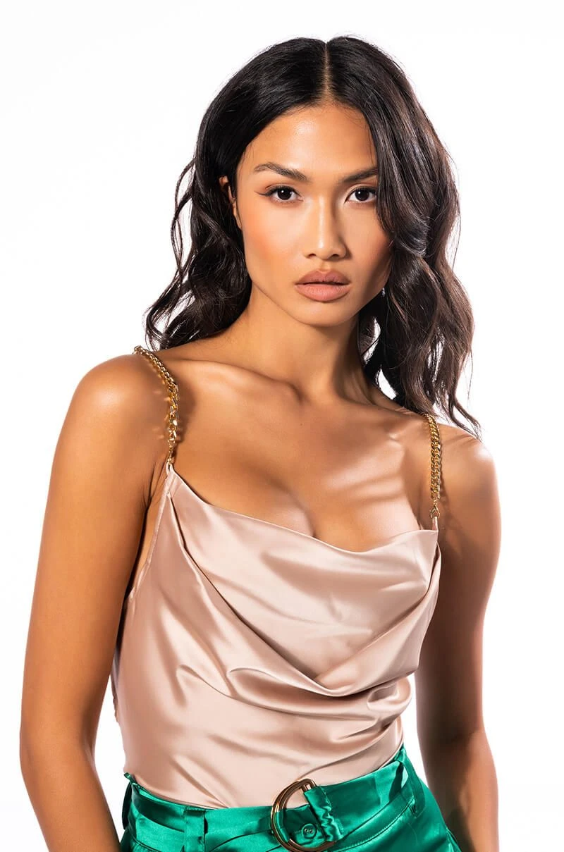 DIVA DRIP SLEEVELESS CHAIN DETAIL SATIN COWL NECK BLOUSE 3 DIVA DRIP SLEEVELESS CHAIN DETAIL SATIN COWL NECK BLOUSE