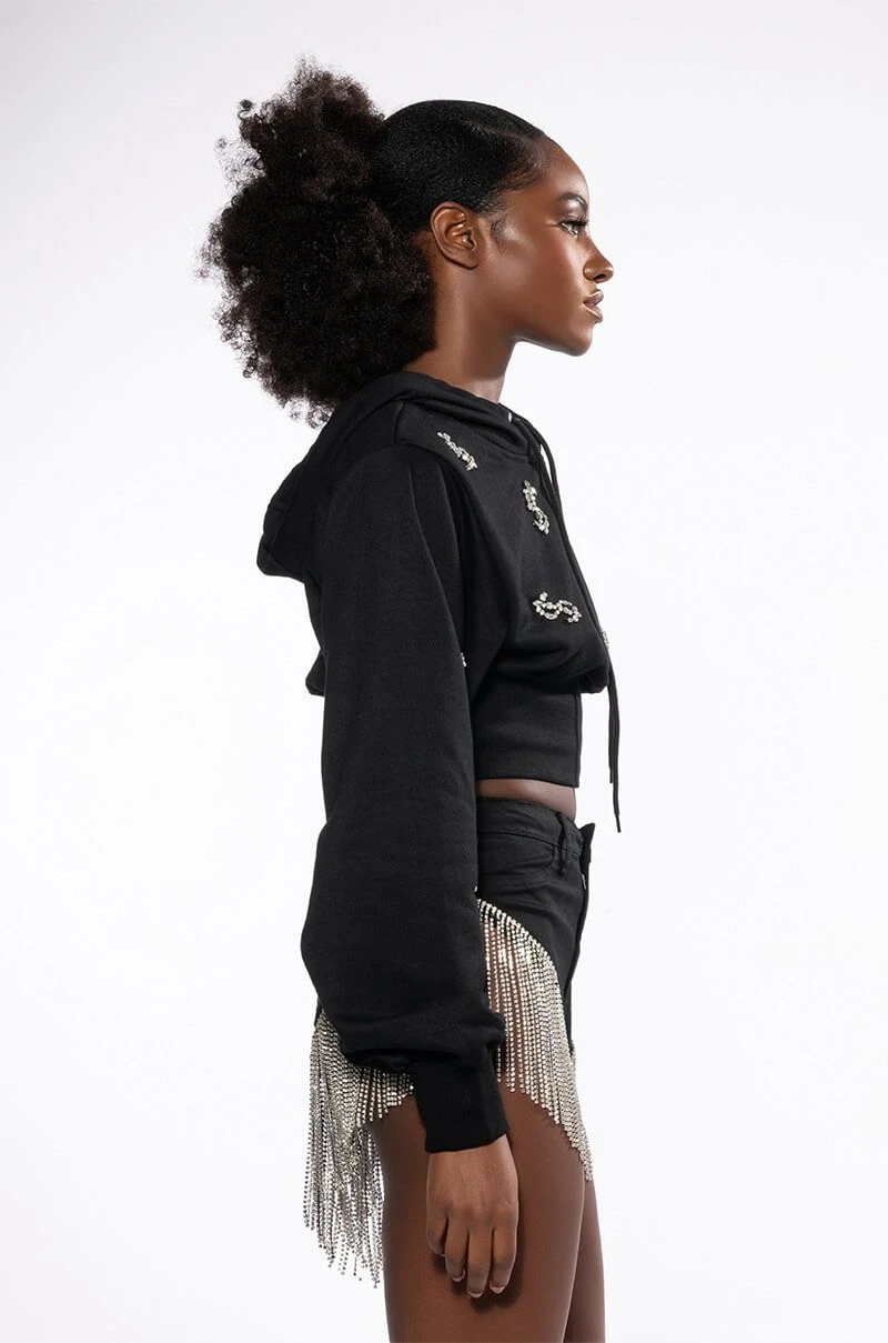 DOLLARS ON MY MIND CROPPED RHINESTONE SWEATSHIRT - Image 5