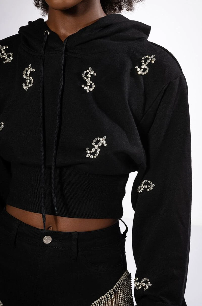 DOLLARS ON MY MIND CROPPED RHINESTONE SWEATSHIRT - Image 7
