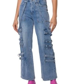 DONT TAKE HIM BACK WIDE LEG SUSPENDER CARGO JEANS