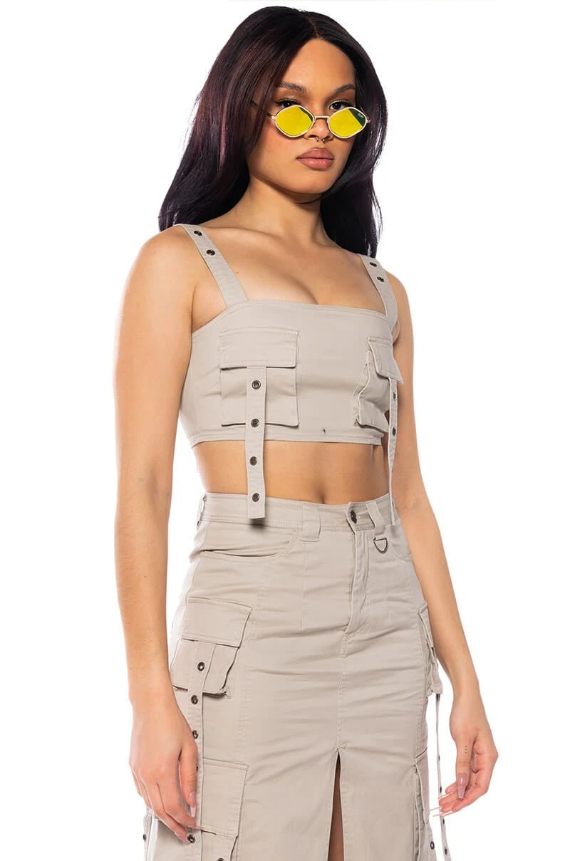 DOWN FOR ANYTHING CARGO CROP TOP - Image 2