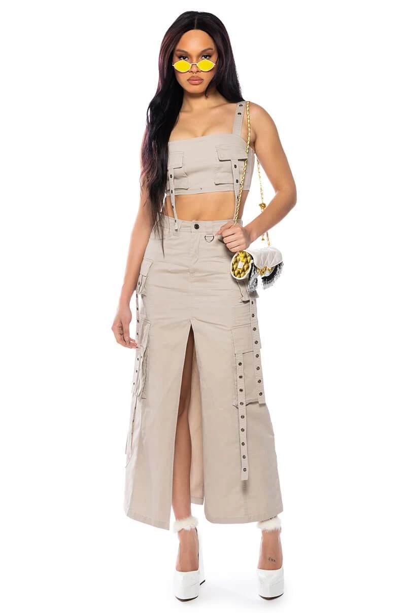 DOWN FOR ANYTHING CARGO CROP TOP - Image 3
