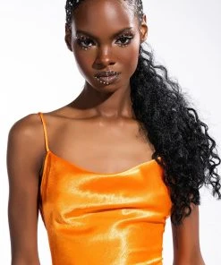 DUSK TILL DAWN CROPPED SLEEVELESS SATIN COWL NECK TANK TOP