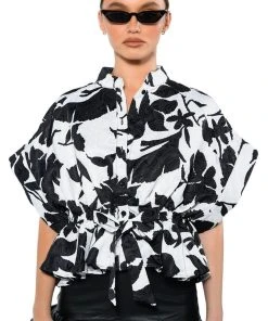 ELEGANZA TIE FRONT BLOUSE