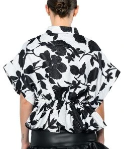 ELEGANZA TIE FRONT BLOUSE 12 ELEGANZA TIE FRONT BLOUSE -AKIRA pant-shop eleganza tie front blouse black white 5 5