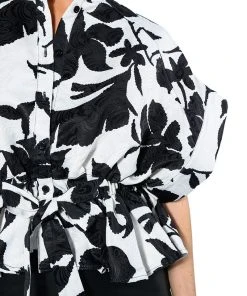 ELEGANZA TIE FRONT BLOUSE 13 ELEGANZA TIE FRONT BLOUSE -AKIRA pant-shop eleganza tie front blouse black white 6 6