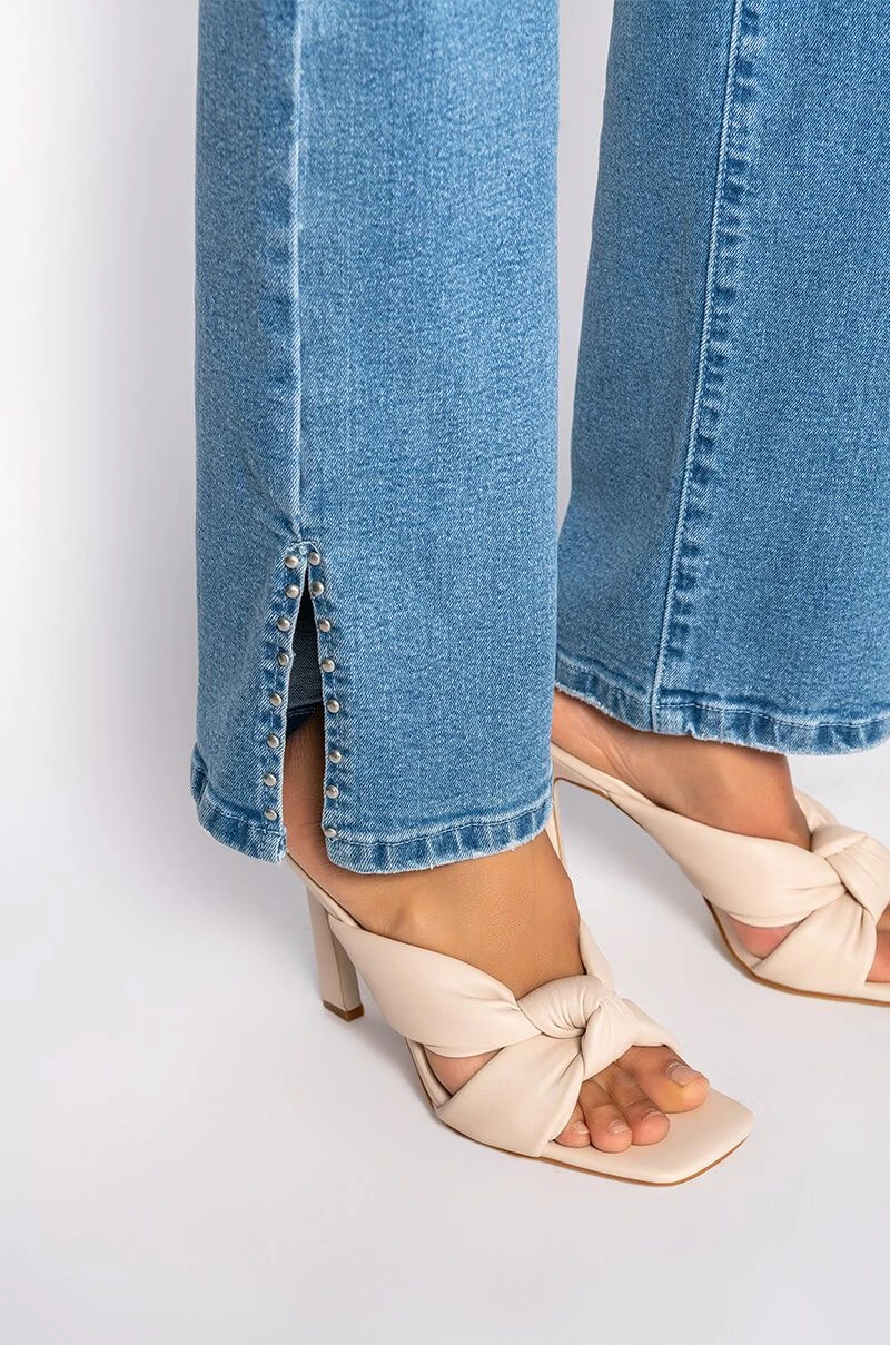 ELEVATED MID RISE STUD SLIT STRAIGHT JEANS - Image 7