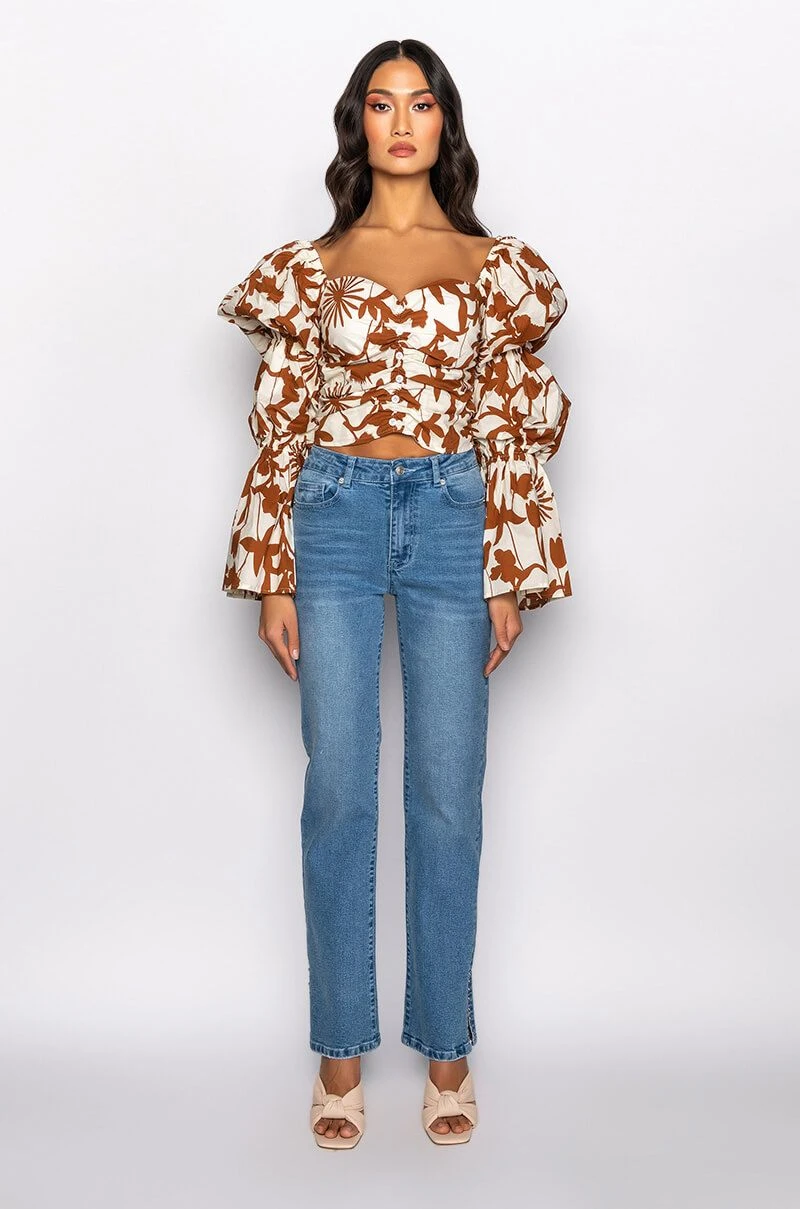 ELEVATED MID RISE STUD SLIT STRAIGHT JEANS - Image 9