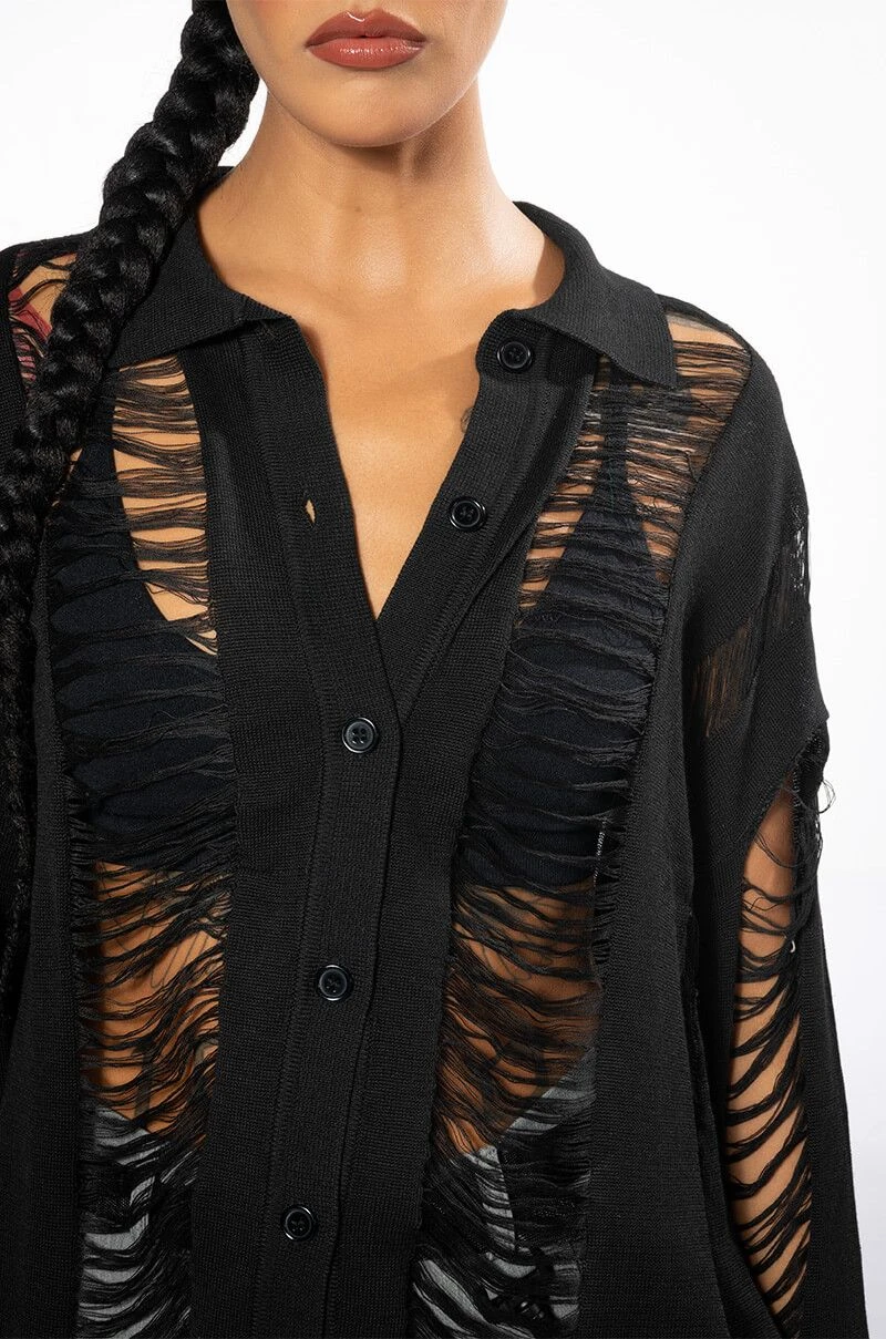 EMERSON SHREDDED KNIT BUTTON DOWN 9 EMERSON SHREDDED KNIT BUTTON DOWN - Image 7