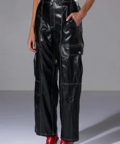 Alternative view of FASHIONABLY LATE FAUX LEATHER RELAXED FIT PANT