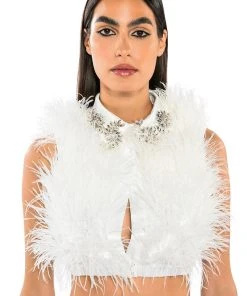 FEISTY SLEEVELESS FEATHER BLOUSE