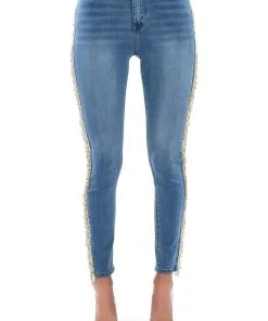 Alternative view of FELLING LIKE A STAR HIGH RISE RHINESTONE SKINNY JEANS