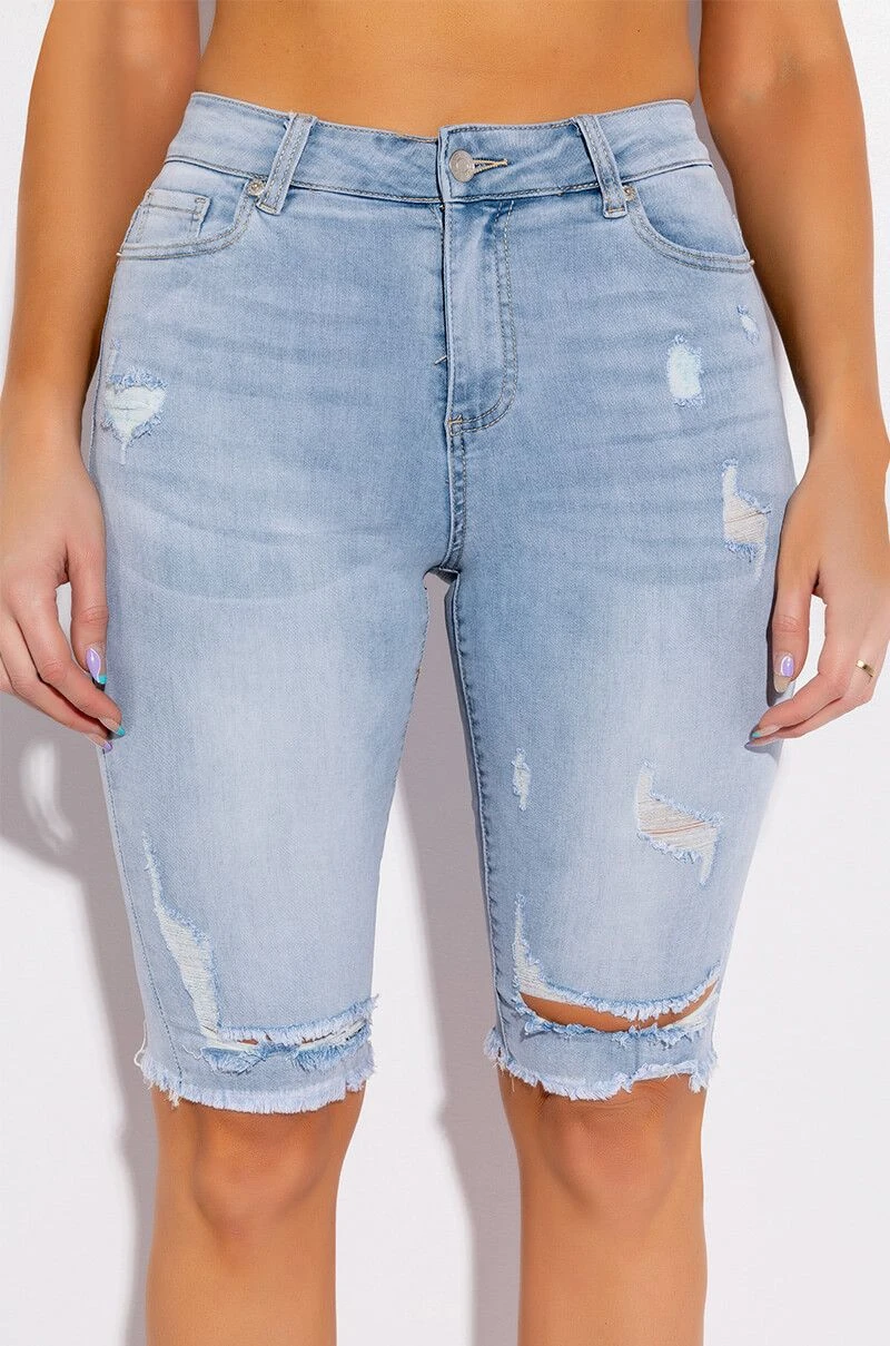 FLEX FIT EXTREME STRETCH DISTRESSED BERMUDA SHORTS - Image 2