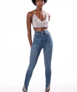 Alternative view of FLEX FIT EXTREME STRETCH HIGH RISE SKINNY JEANS WITH RHINESTONE ANKLE DETAILING