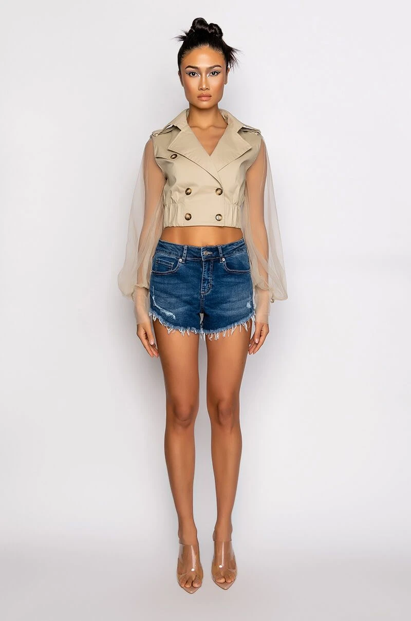 FLEX-FIT HIGH WAISTED SUPER STRETCHY DENIM SHORTS - Image 8