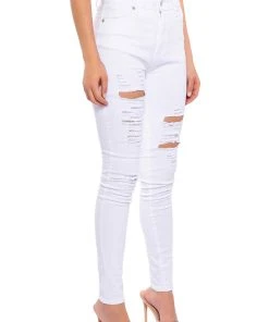 Alternative view of FOLLOW MY LEAD DESTROYED HIGH RISE SKINNY JEANS