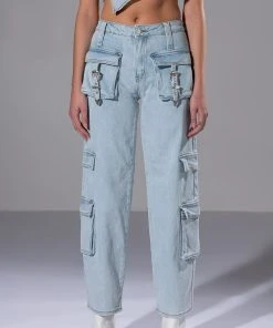 FOR REAL BUCKLE DETAIL RELAXED FIT JEANS