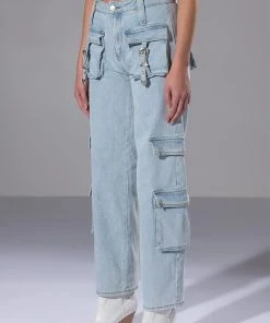 Alternative view of FOR REAL BUCKLE DETAIL RELAXED FIT JEANS