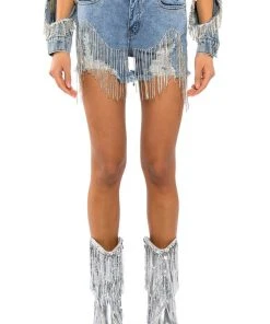 FRESH OUT THE RUNWAY RHINESTONE DENIM SHORT