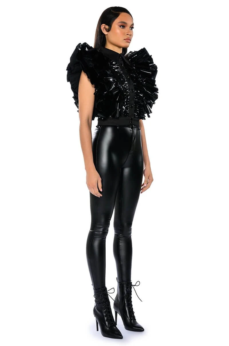 GREATEST SHOW RUFFLE BUTTON DOWN BLOUSE - Image 4