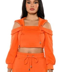 GUILTY BY ASSOCIATION CROPPED OFF THE SHOULDER SWEATSHIRT