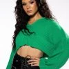 HAPPY GO LUCKY HOODED CROPPED SWEATER 2 HAPPY GO LUCKY HOODED CROPPED SWEATER -AKIRA pant-shop happy go lucky hooded cropped sweater green 1 1