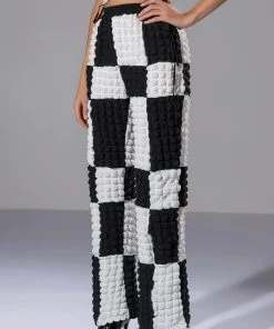 Alternative view of HAPPY SOUL WIDE LEG TEXTURED PANT