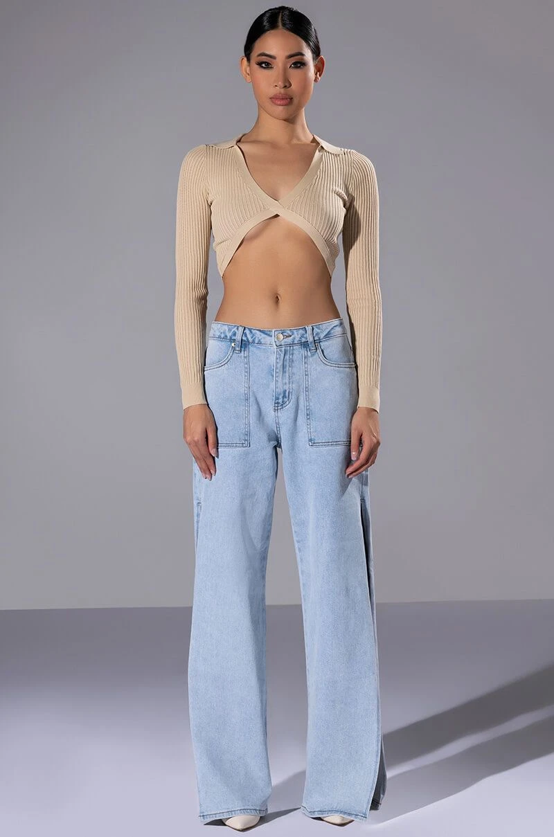 HAZEL COLLARED V NECK LONG SLEEVE SWEATER - Image 2