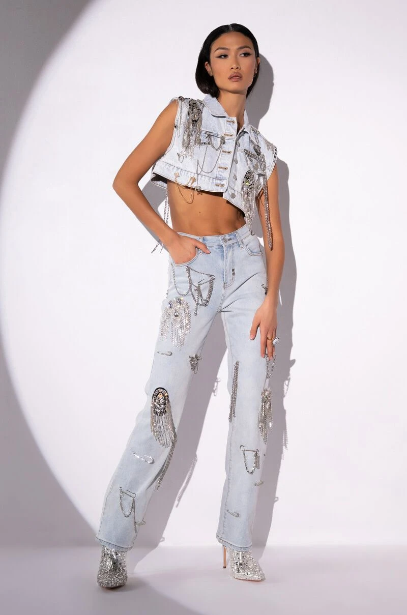 HOUDINI EMBELLISHED WIDE LEG JEAN - Image 4