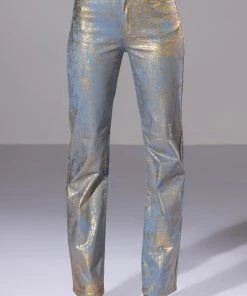 IN YOUR DREAMS METALLIC COATED PANT 10 IN YOUR DREAMS METALLIC COATED PANT -AKIRA pant-shop in your dreams metallic coated pant blue 3 3