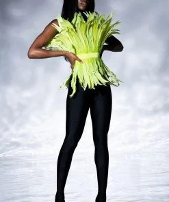 ISLA STATEMENT STRAPLESS FEATHER TOP 16 ISLA STATEMENT STRAPLESS FEATHER TOP -AKIRA pant-shop isla statement strapless feather top yellow 3 3