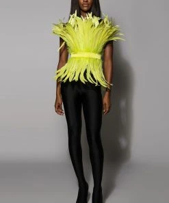 ISLA STATEMENT STRAPLESS FEATHER TOP 21 ISLA STATEMENT STRAPLESS FEATHER TOP -AKIRA pant-shop isla statement strapless feather top yellow 8 8