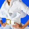 IVY BELTED DETAIL PEPLUM BLOUSE 2 IVY BELTED DETAIL PEPLUM BLOUSE -AKIRA pant-shop ivy belted detail peplum blouse white 1 1