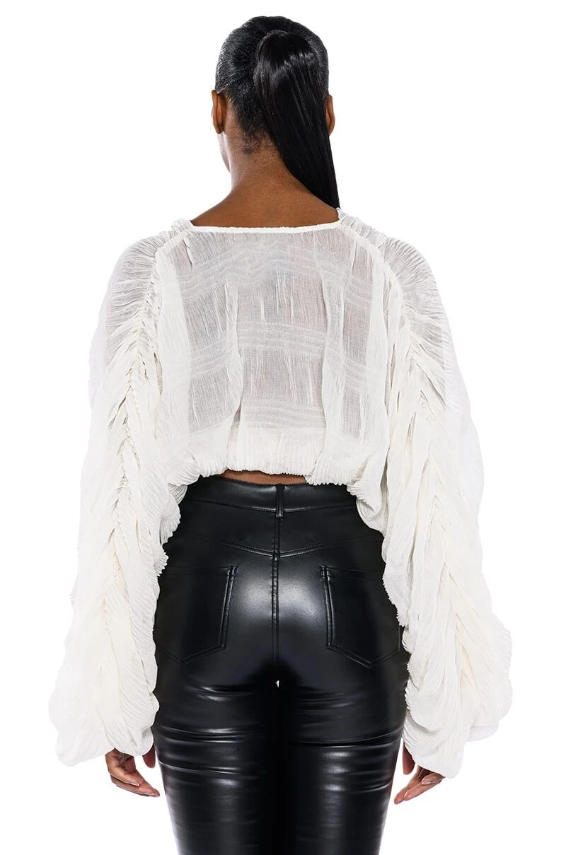 KAHANU FLOWY PLEATED LONG SLEEVE BLOUSE - Image 7