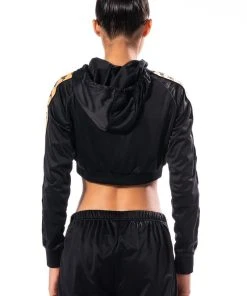 KAPPA CROPPED ZIP FRONT HOODIE 12 KAPPA CROPPED ZIP FRONT HOODIE -AKIRA pant-shop kappa cropped zip front hoodie black multi 5 5