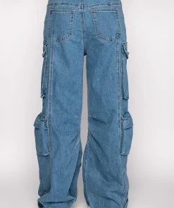 LA ISLA CARGO JEANS -AKIRA pant-shop la isla cargo jeans medium blue denim 5 5