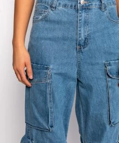 LA ISLA CARGO JEANS -AKIRA pant-shop la isla cargo jeans medium blue denim 6 6