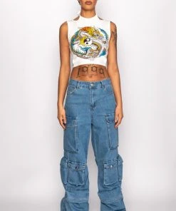 LA ISLA CARGO JEANS -AKIRA pant-shop la isla cargo jeans medium blue denim 7 7