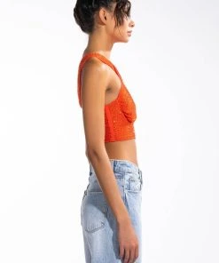 LADY LUCK EMBELLISHED CORSET BLOUSE 12 LADY LUCK EMBELLISHED CORSET BLOUSE -AKIRA pant-shop lady luck embellished corset blouse orange 4 4