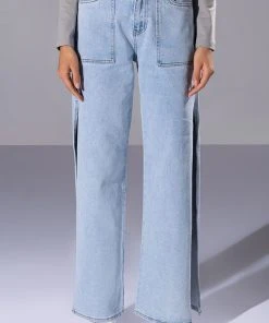 LASTING LOVER HIGH RISE SIDE SLIT JEANS