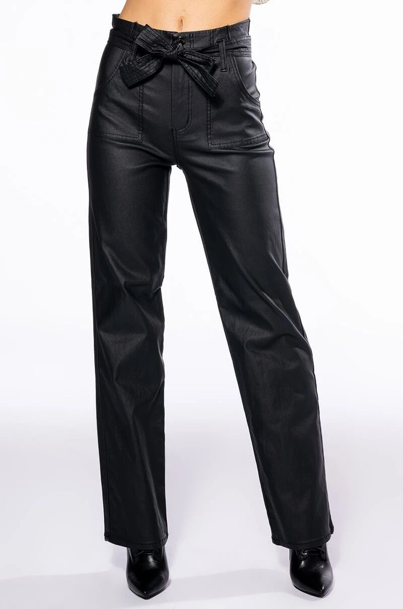 LE CHIC COATED PAPERBAG WAIST STRAIGHT LEG PANT 7 LE CHIC COATED PAPERBAG WAIST STRAIGHT LEG PANT - Image 5