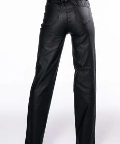 LE CHIC COATED PAPERBAG WAIST STRAIGHT LEG PANT 17 LE CHIC COATED PAPERBAG WAIST STRAIGHT LEG PANT -AKIRA pant-shop le chic coated paperbag waist straight leg pant black 7 7