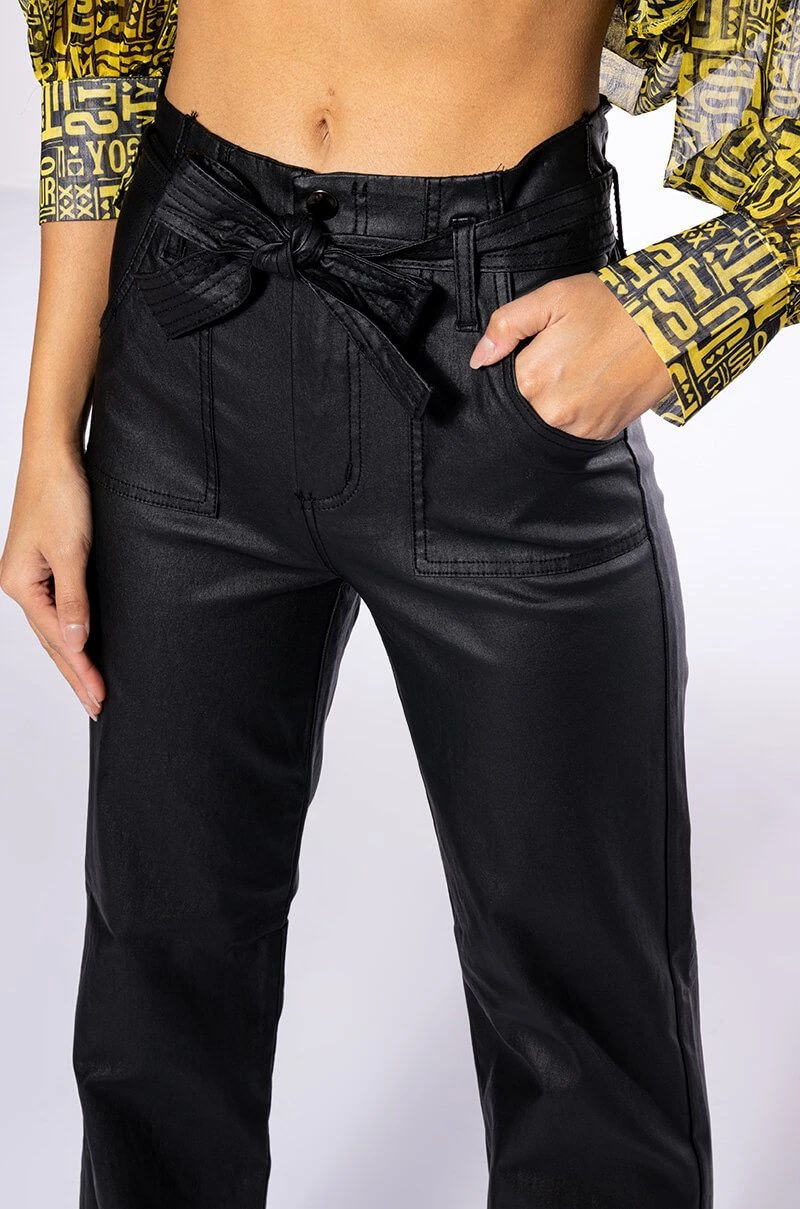 LE CHIC COATED PAPERBAG WAIST STRAIGHT LEG PANT 10 LE CHIC COATED PAPERBAG WAIST STRAIGHT LEG PANT - Image 8