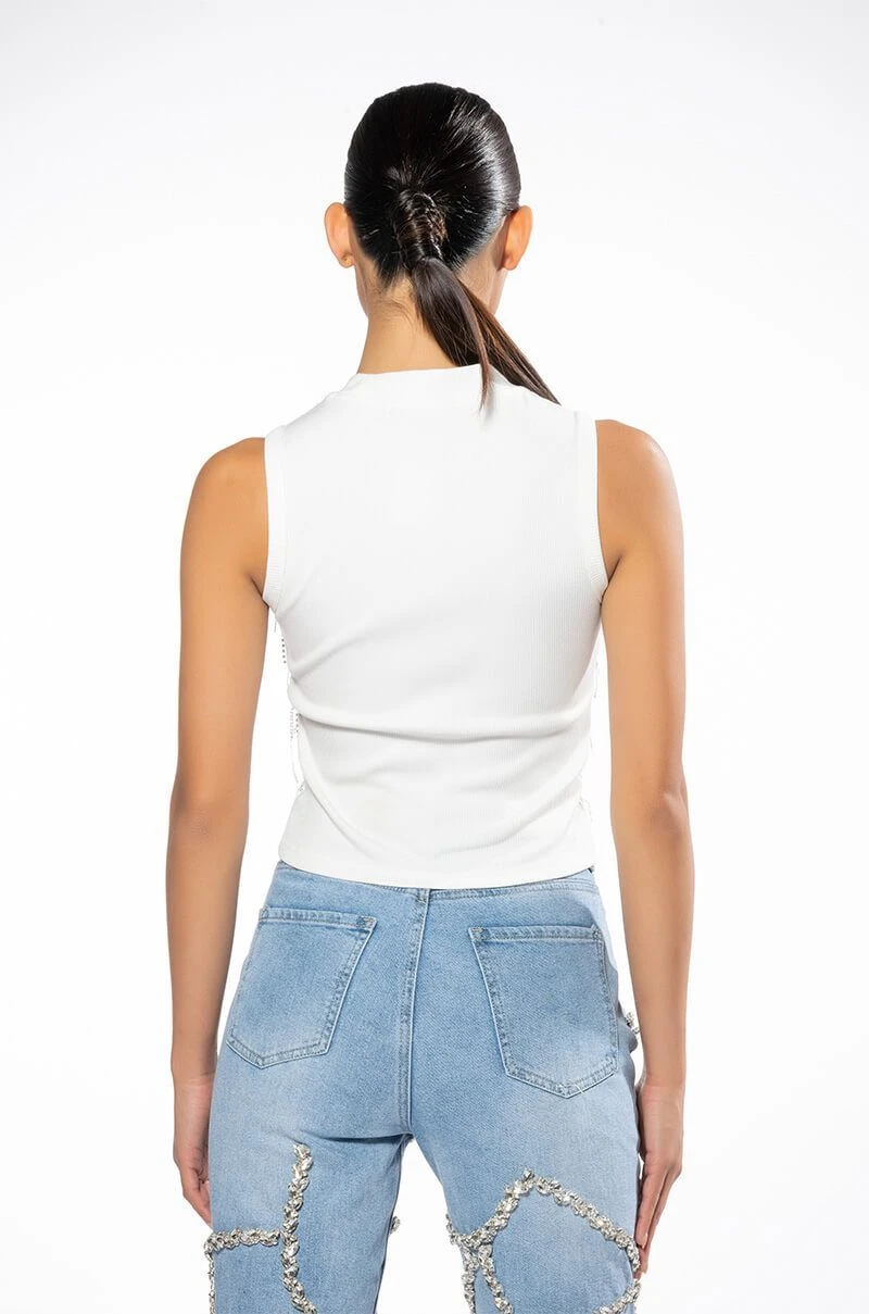 LEAVIN ON A JET PLANE SLEEVELESS RHINESTONE TANK - Image 5